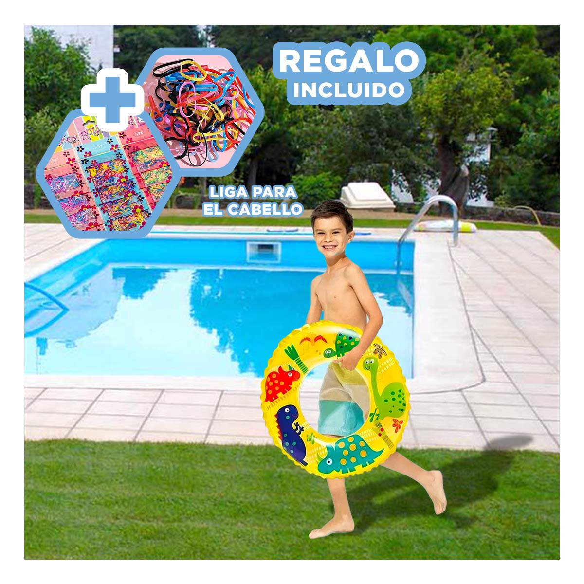 SALVAVIDAS FACIL DE USAR AMARILLO Y+REGALO LIGAS PARA PEINAR - 1