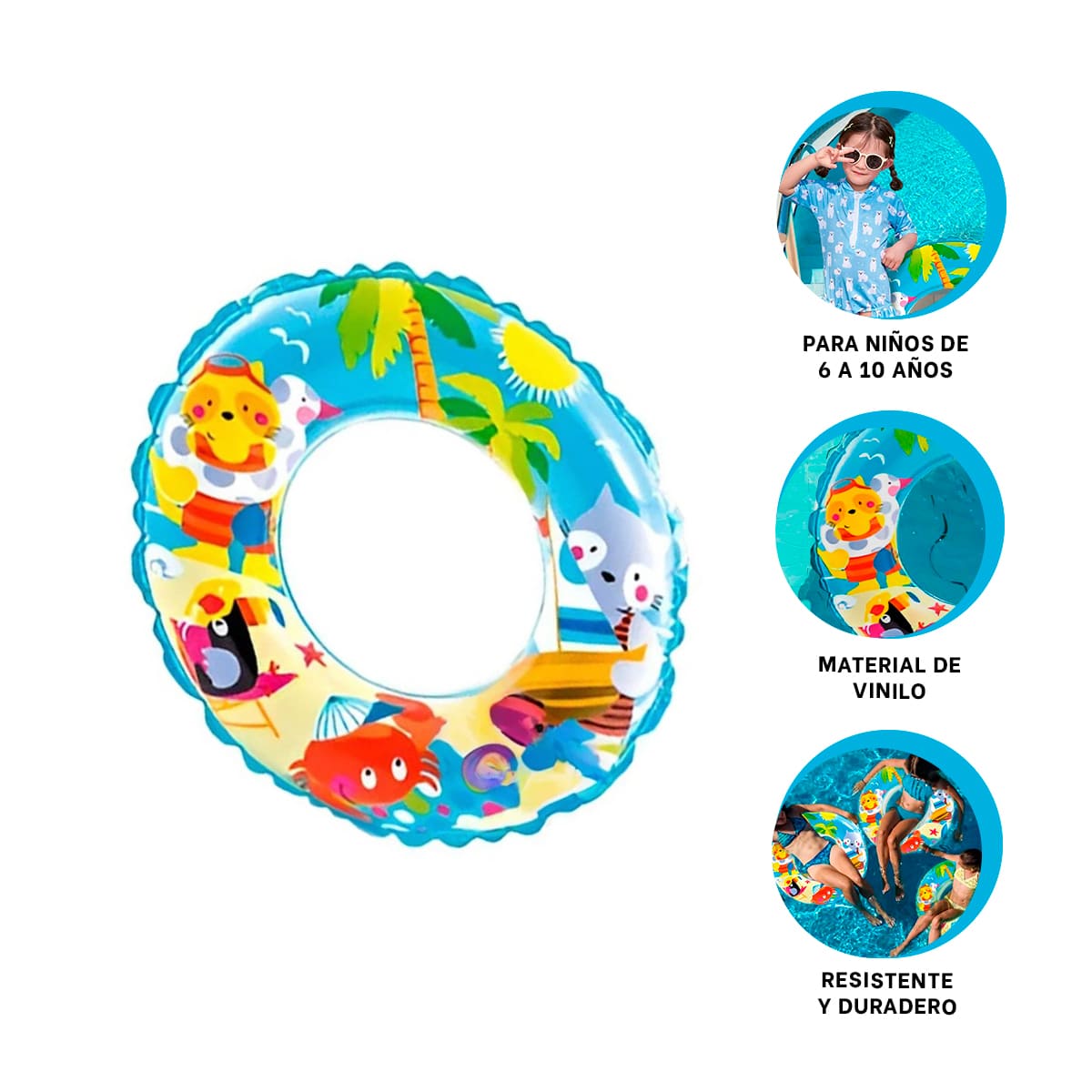 INFLABLE RYBIU PORTATIL PARA PILETA CELESTE + REGALO STICKERS - 2