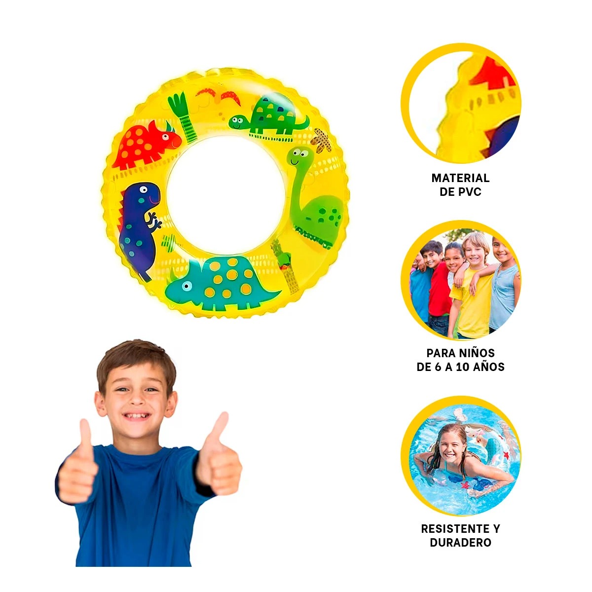INFLABLE PORTATIL PARA PILETA AMARILLO Y+REGALO STICKERS - 2