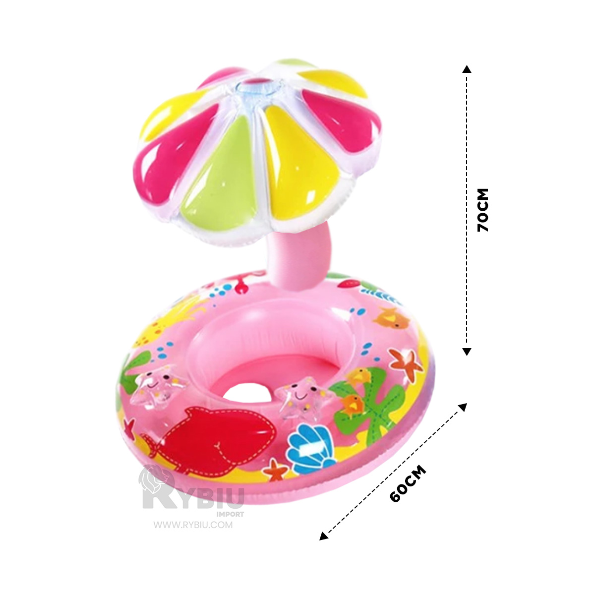 INFLABLE UTIL DE FLOR COLOR ROSADO Y+BANDERITAS ADHESIVAS - 5