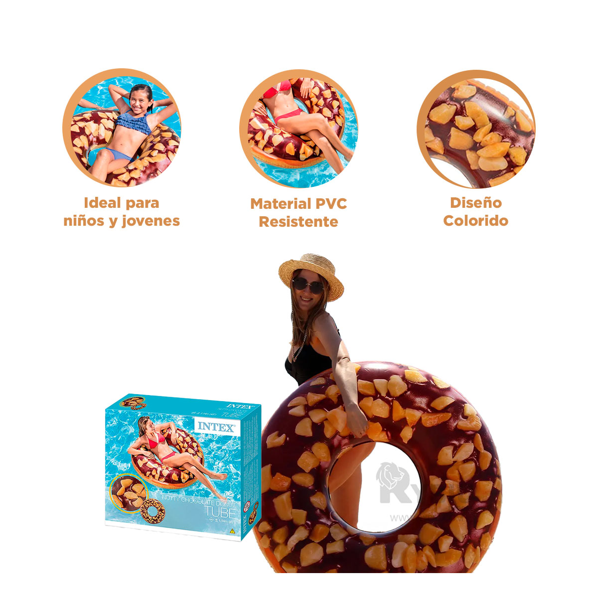 SALVAVIDAS LIGERO DONAL DE 114CM CHOCOLATE Y+GIFT STICKERS - 4