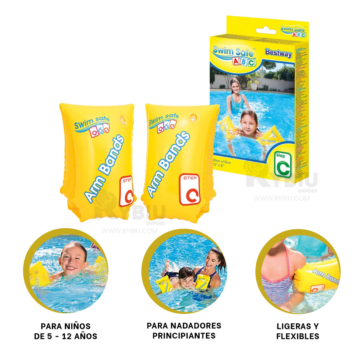 SALVAVIDAS CON INFANTIL 30X15CM AMARILLO Y+REGALO STICKERS - 3