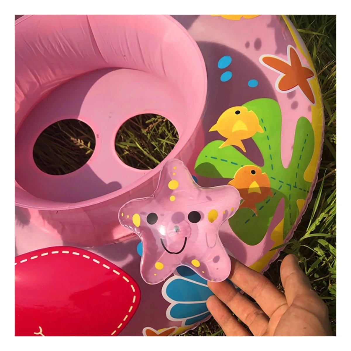 COLCHONETA FLOR ROSADO SEGURA Y DIVERTIDA PARA PISCINA INFANTIL Y+LIGAS REGALO - 2