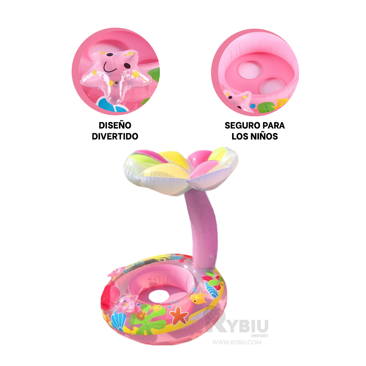 SALVAVIDAS LIGERO UTIL DE FLOR COLOR ROSADO Y+GIFT STICKERS - 4
