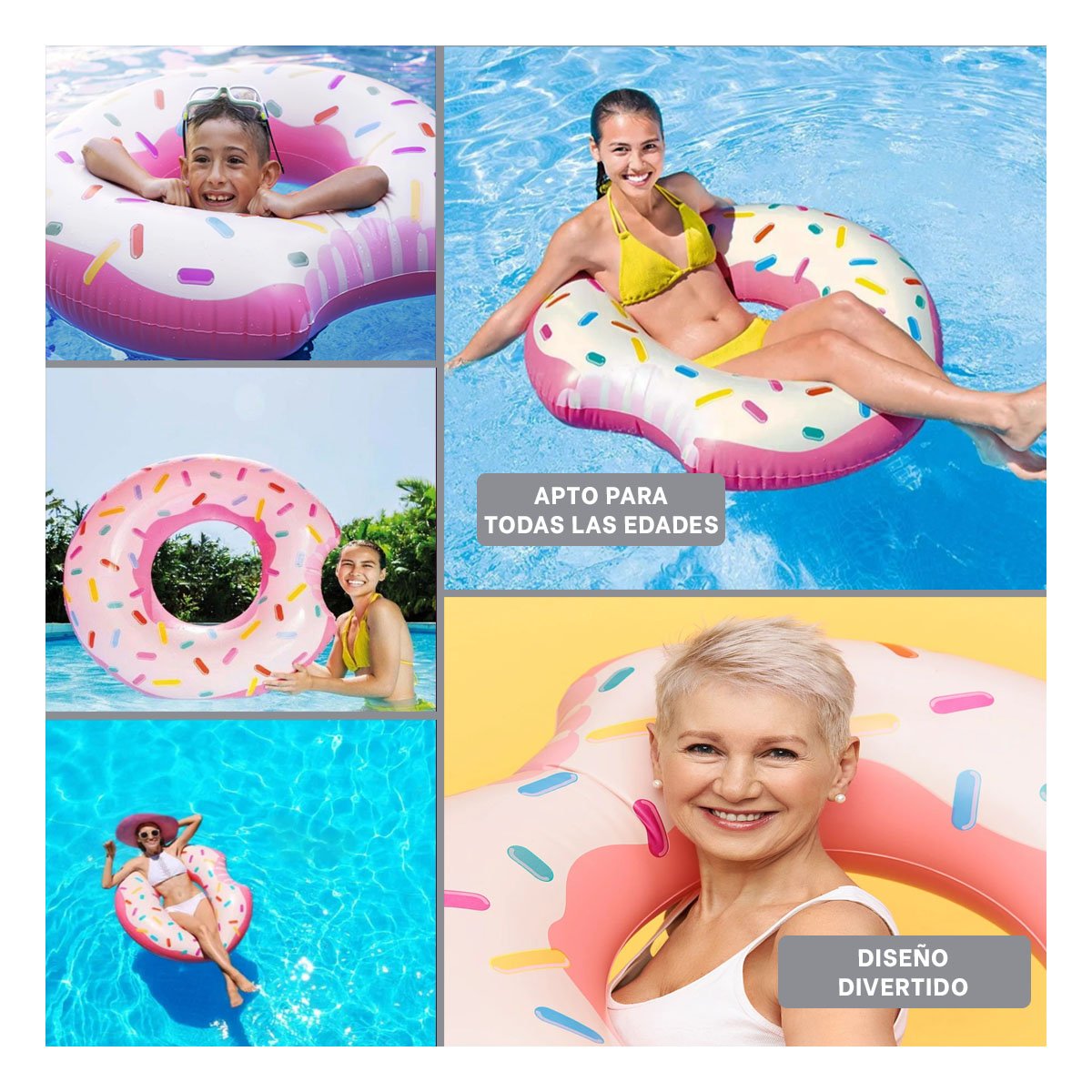 FLOTADOR INFANTIL DONAL PINK 107 CM LIGERO Y SEGURO PARA PISCINA Y+LIGAS REGALO - 5