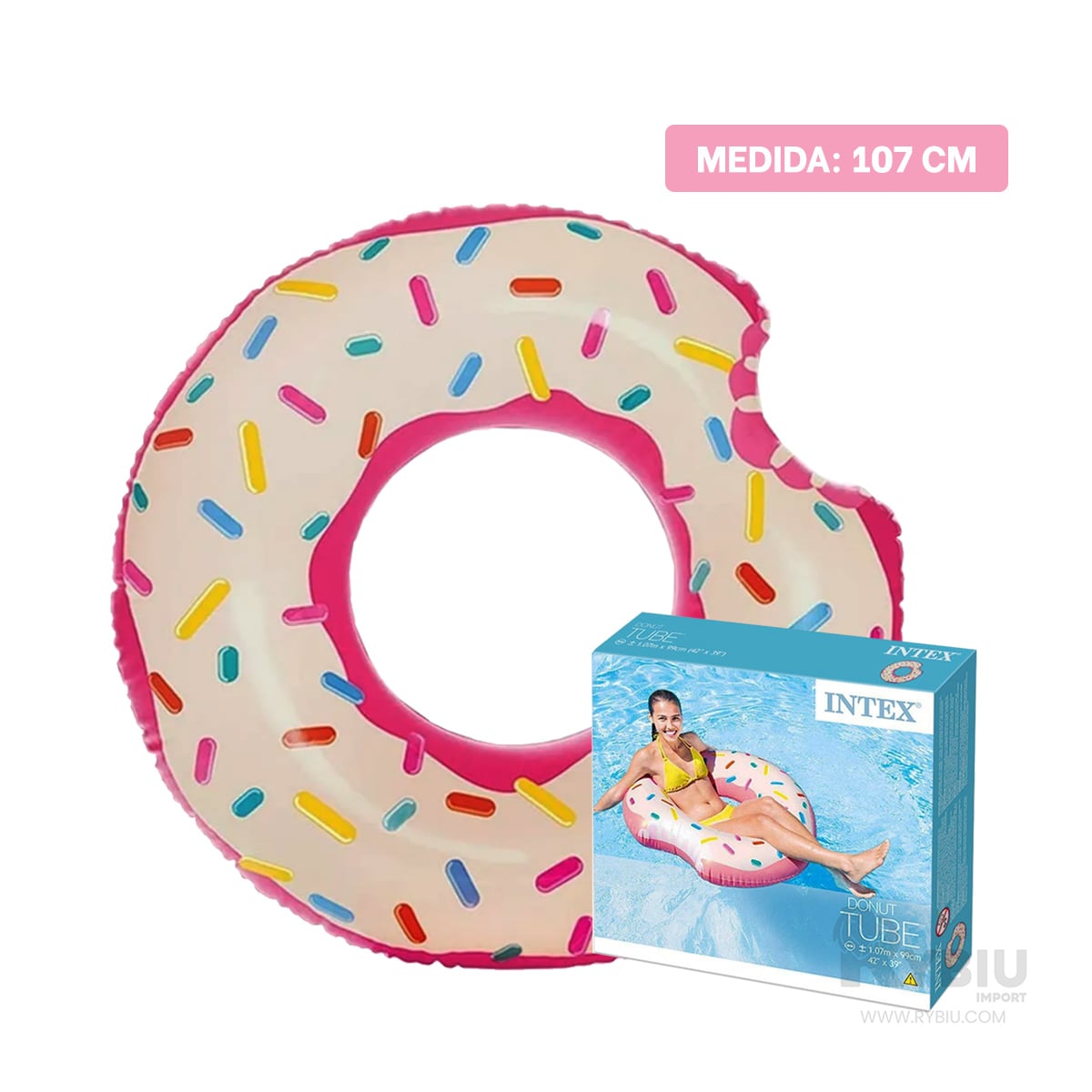 FLOTADOR DISEÑO DONAL DE 107CM PINK Y+PAPEL DE REGALO - 5