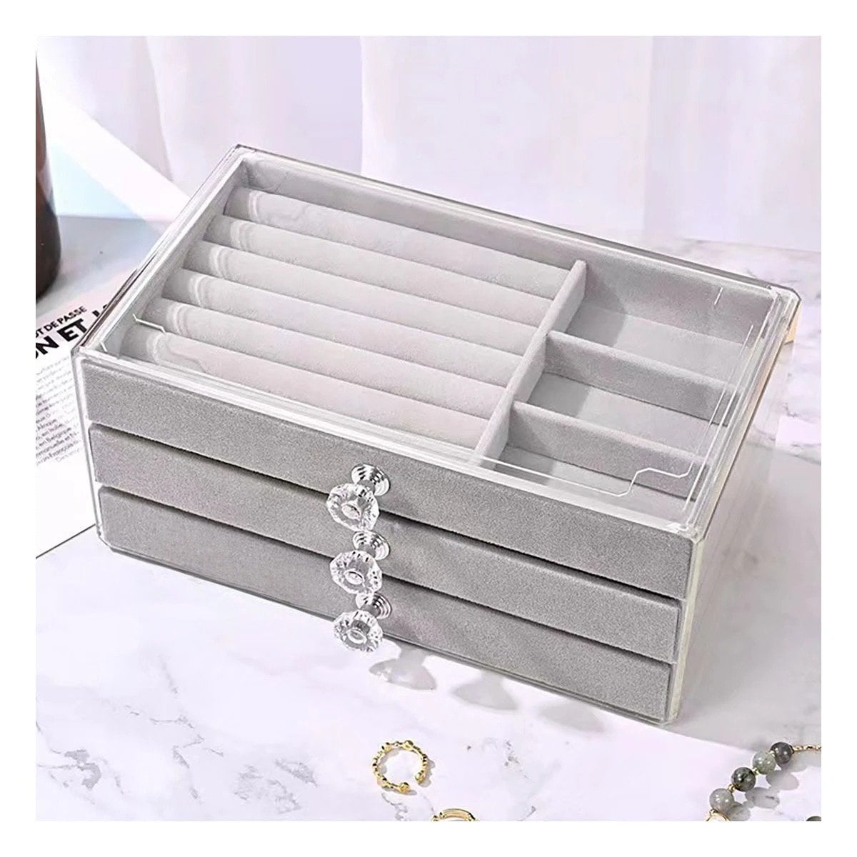 JOYERO RYBIU BE32216 CAJA JOYAS 11X13.5X23.5 CM EN PLOMO + POST-IT ADHESIVOS - 2