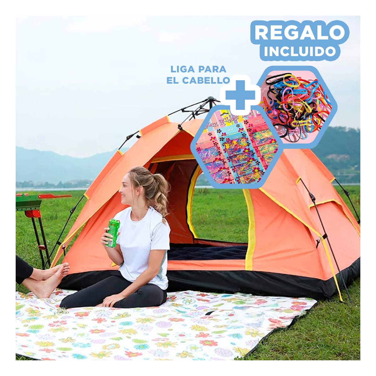 CARPA RYBIU 4 PERSONAS MG-AU04A TIENDA EFICAZ ANARANJADO + REGALO LIGAS PEINAR - 1