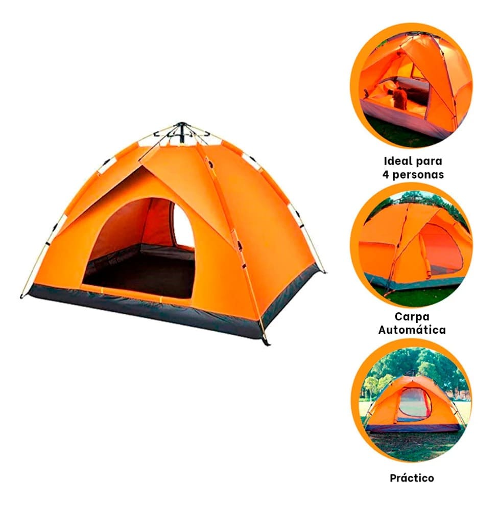 CARPA RYBIU 4 PERSONAS MG-AU04A TIENDA EFICAZ ANARANJADO + REGALO LIGAS PEINAR - 3