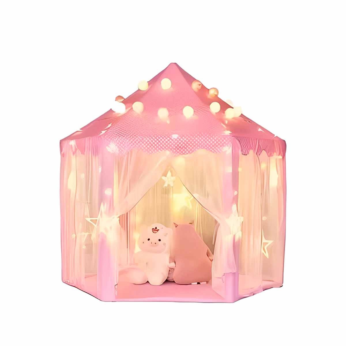 REFUGIO COMPACTO DE NIÑA DE CAMPO CON LUCES MG-LZ813 ROSADO PARA JUEGOS Y+PAPEL REGALO - 1
