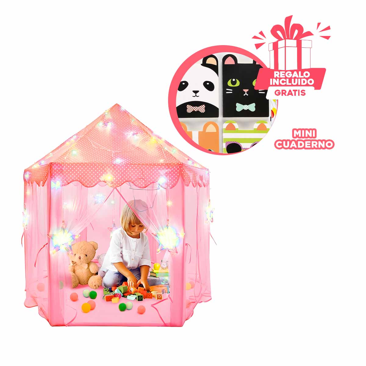 CARPA LAVABLE DE NIÑA CON LUCES DE ROSADO Y+REGALO AGENDITA - 1