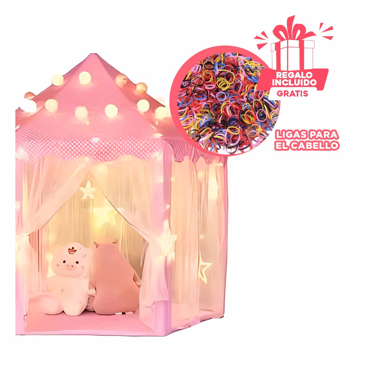 TIENDA BONITA DE NIÑA CON LUCES Y+REGALO LIGAS PARA PEINAR - 1
