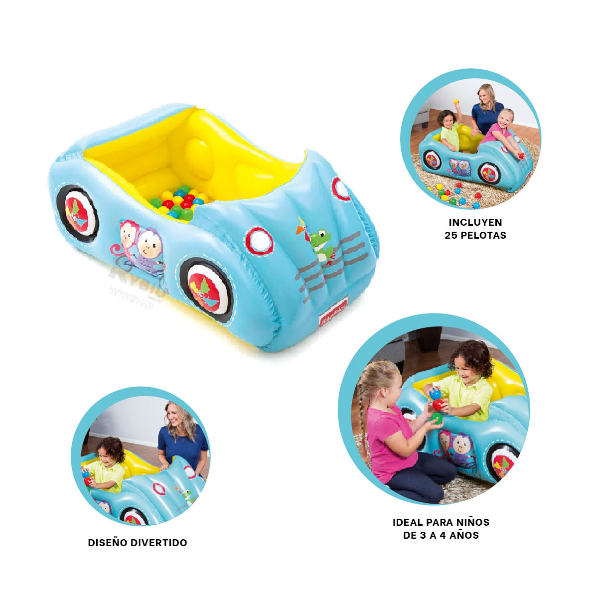 CARRO CON PELOTAS INFLABLE PARA LOS PEQUES Y+PAPEL DE REGALO - 2