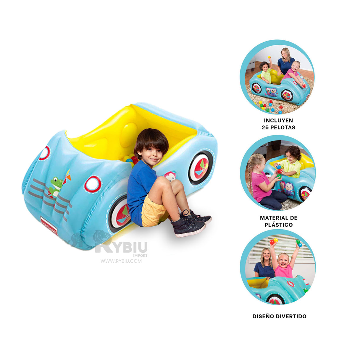 CARRO CON PELOTAS INFLABLE PARA LOS PEQUES Y+PAPEL DE REGALO - 3