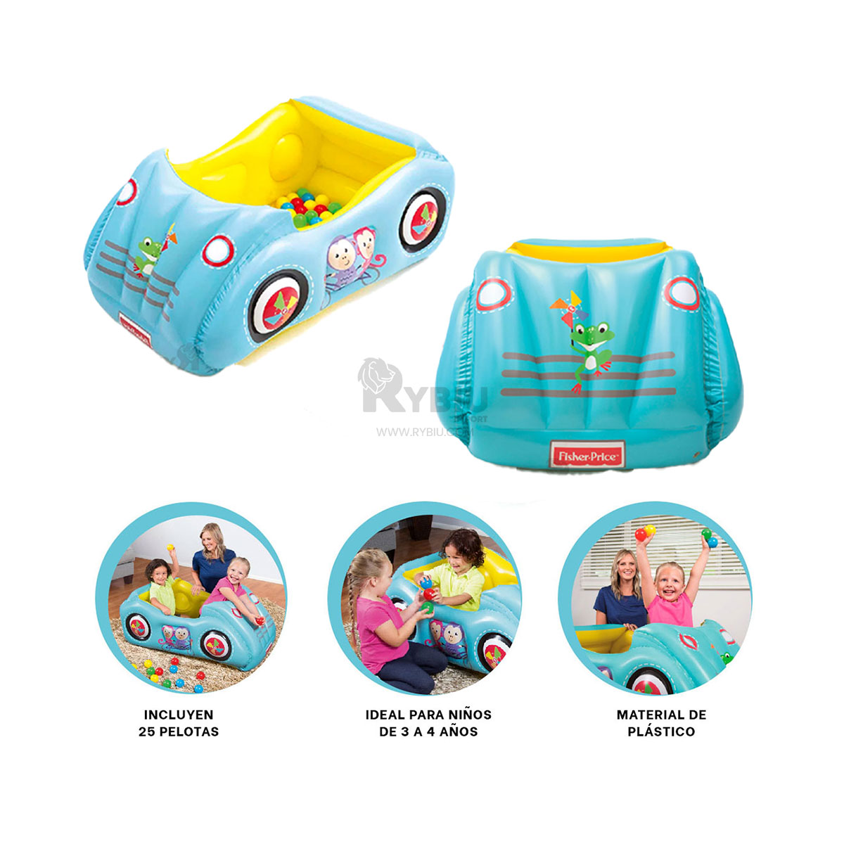 CARRO CON PELOTAS INFLABLE PARA LOS PEQUES Y+PAPEL DE REGALO - 4