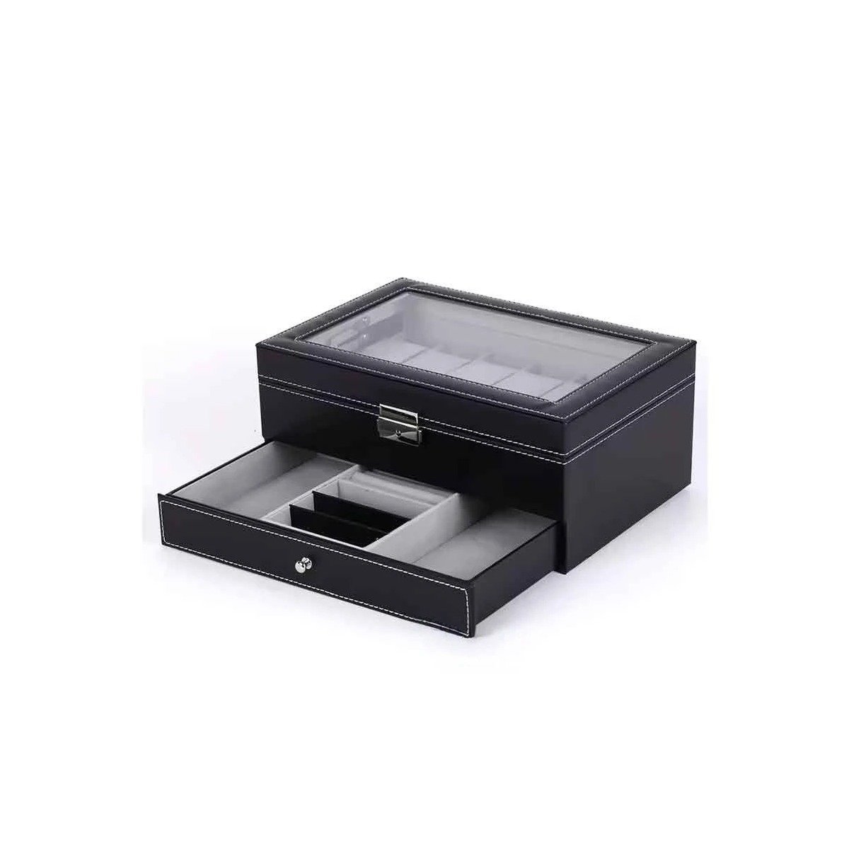 SET ORGANIZADOR RYBIU BE32341 NEGRO CAJA VERSATIL GUARDAR RELOJES + LIGAS REGALO - 3