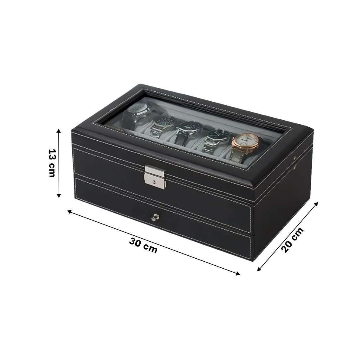 SET ORGANIZADOR RYBIU BE32341 NEGRO CAJA VERSATIL GUARDAR RELOJES + LIGAS REGALO - 4