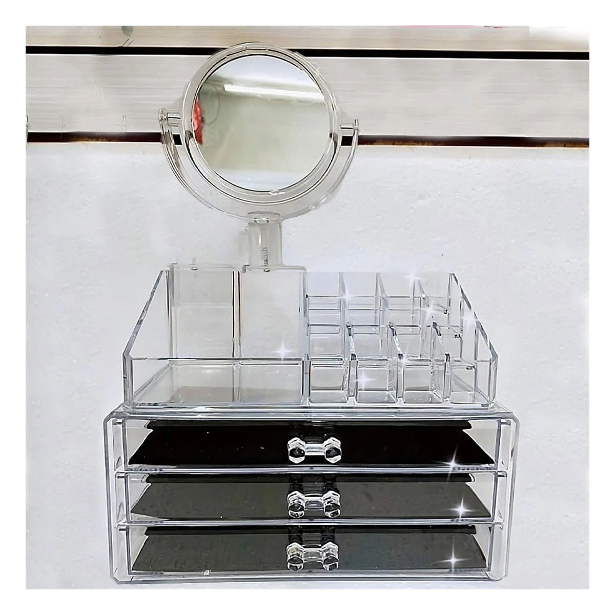 ORGANIZADOR ESCRITORIO RYBIU BE32337 TRANSPARENTE BAUL COSMETICOS + LIGAS REGALO - 1