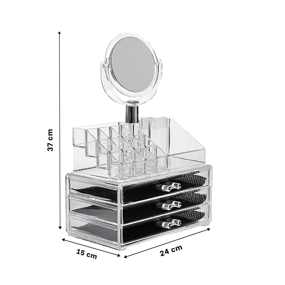 ORGANIZADOR ESCRITORIO RYBIU BE32337 TRANSPARENTE BAUL COSMETICOS + LIGAS REGALO - 4