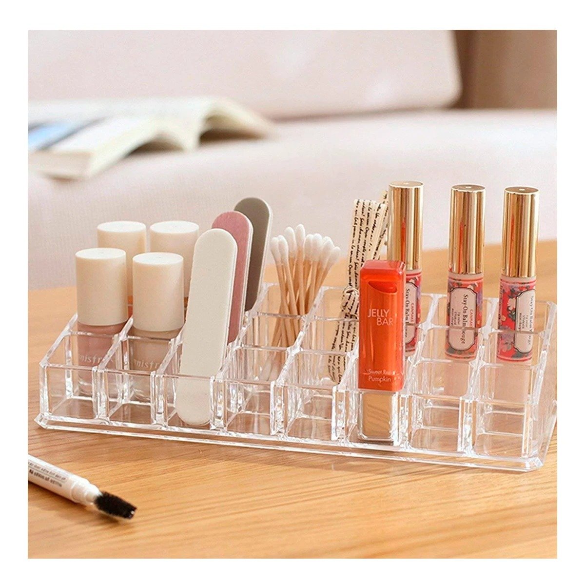 ORGANIZADOR RYBIU BE32356 TRANSPARENTE CAJA GUARDAR LABIALES + LIGAS REGALO - 2