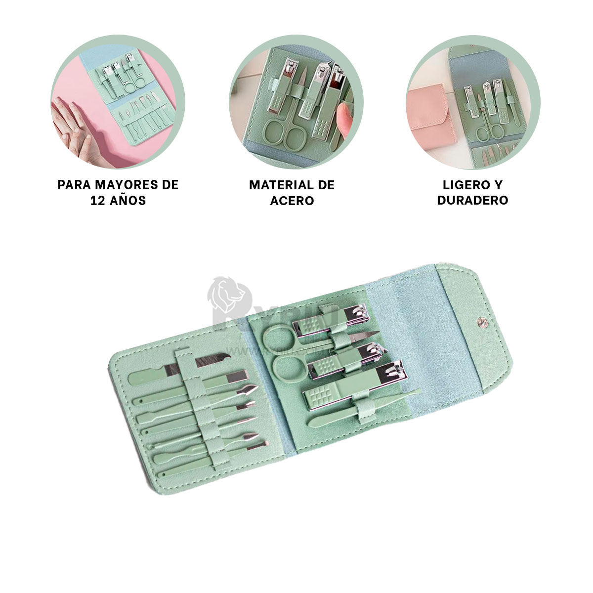 SET VERSATIL DE PINZAS Y CORTAUÑAS VERDE Y+PAPEL DE REGALO - 4