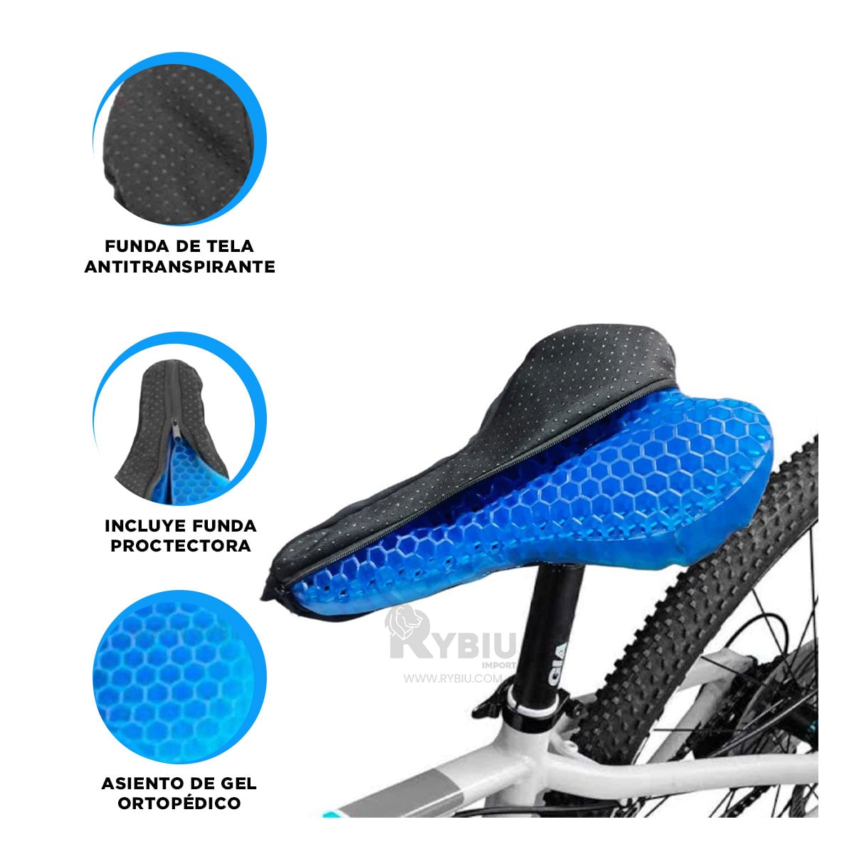 BANCO RYBIU DE30509 BICICLETA CON FORRO AZUL + REGALO STICKERS - 4