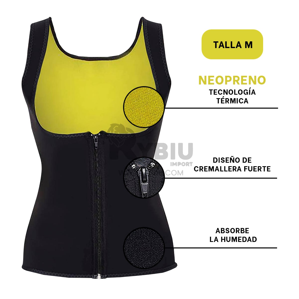 FAJA MUJER RYBIU NEGRO DE30522 CROSSFIT M + BANDERITAS ADHESIVAS - 3