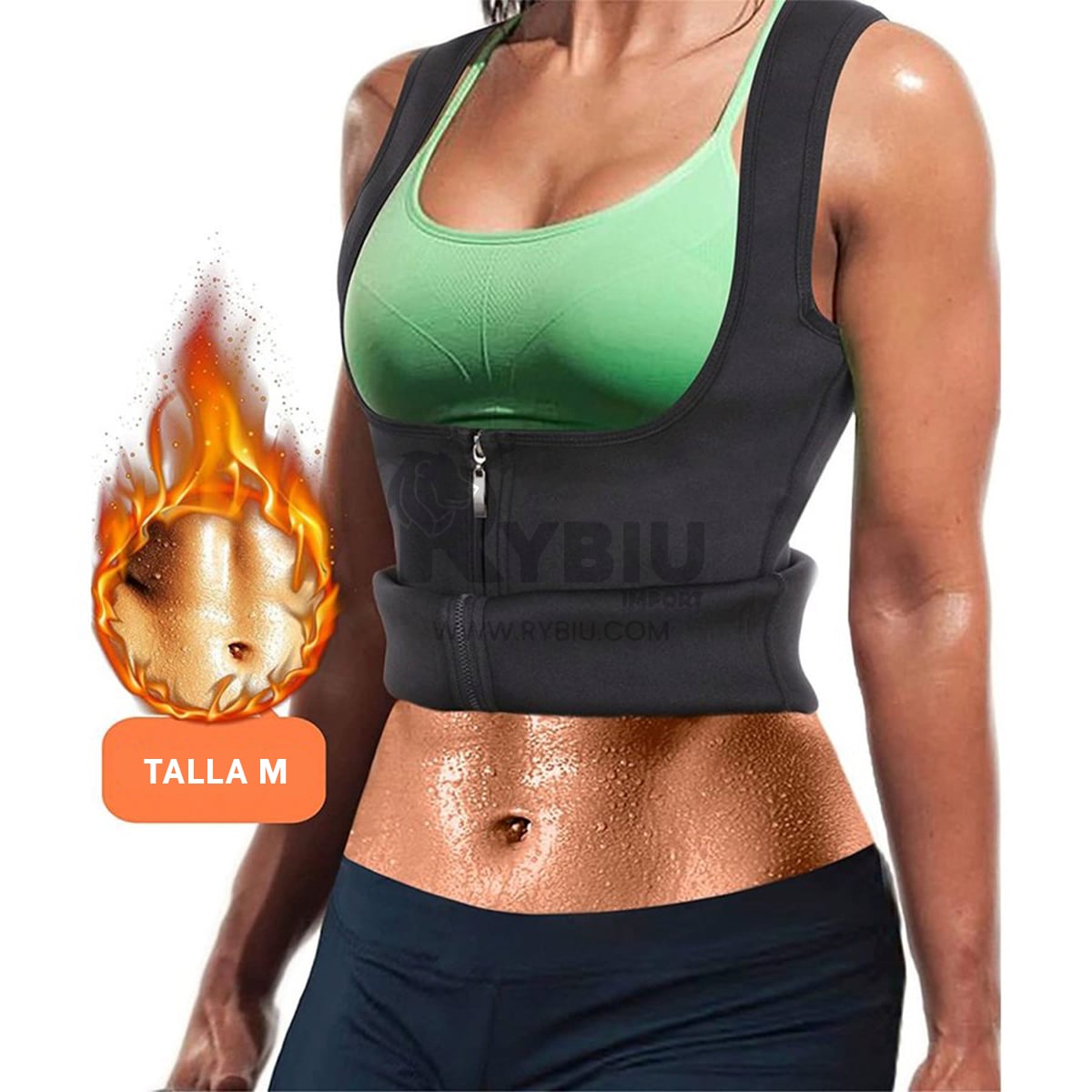 FAJA MUJER RYBIU NEGRO DE30522 CROSSFIT M + BANDERITAS ADHESIVAS - 5