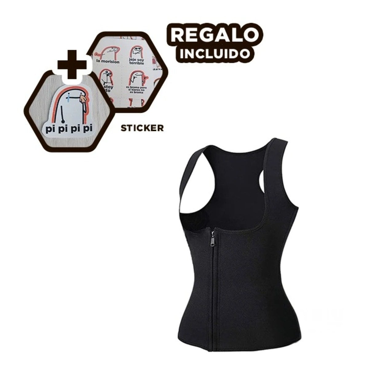 CHALECO MUJER RYBIU NEGRO DE30525 CON CIERRE EN XXL + REGALO STICKERS - 1