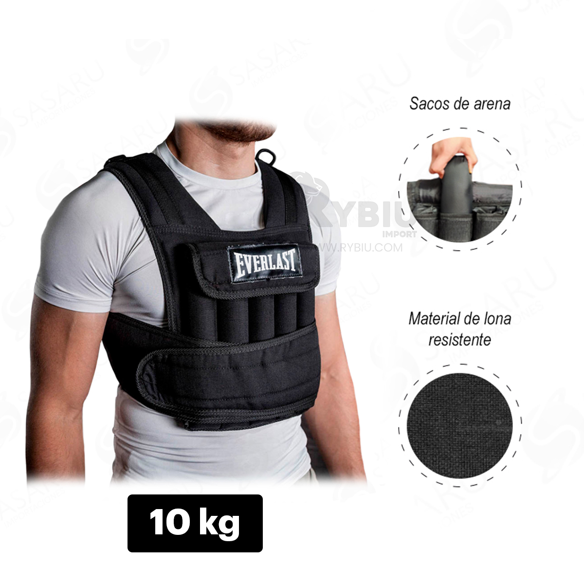 PECHERA RYBIU 10KG NEGRO ENTRENAMIENTO + ENVOLTORIO REGALO - 3