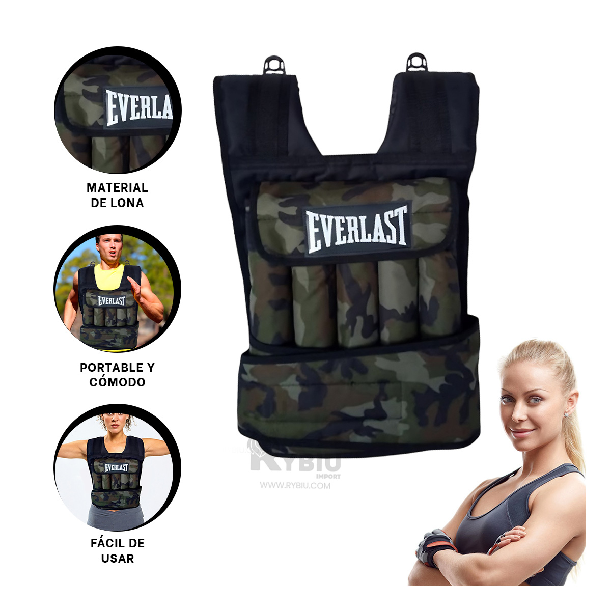 PECHERA RYBIU 10KG VERDE CROSSFIT CON VELCRO + REGALO STICKERS - 3