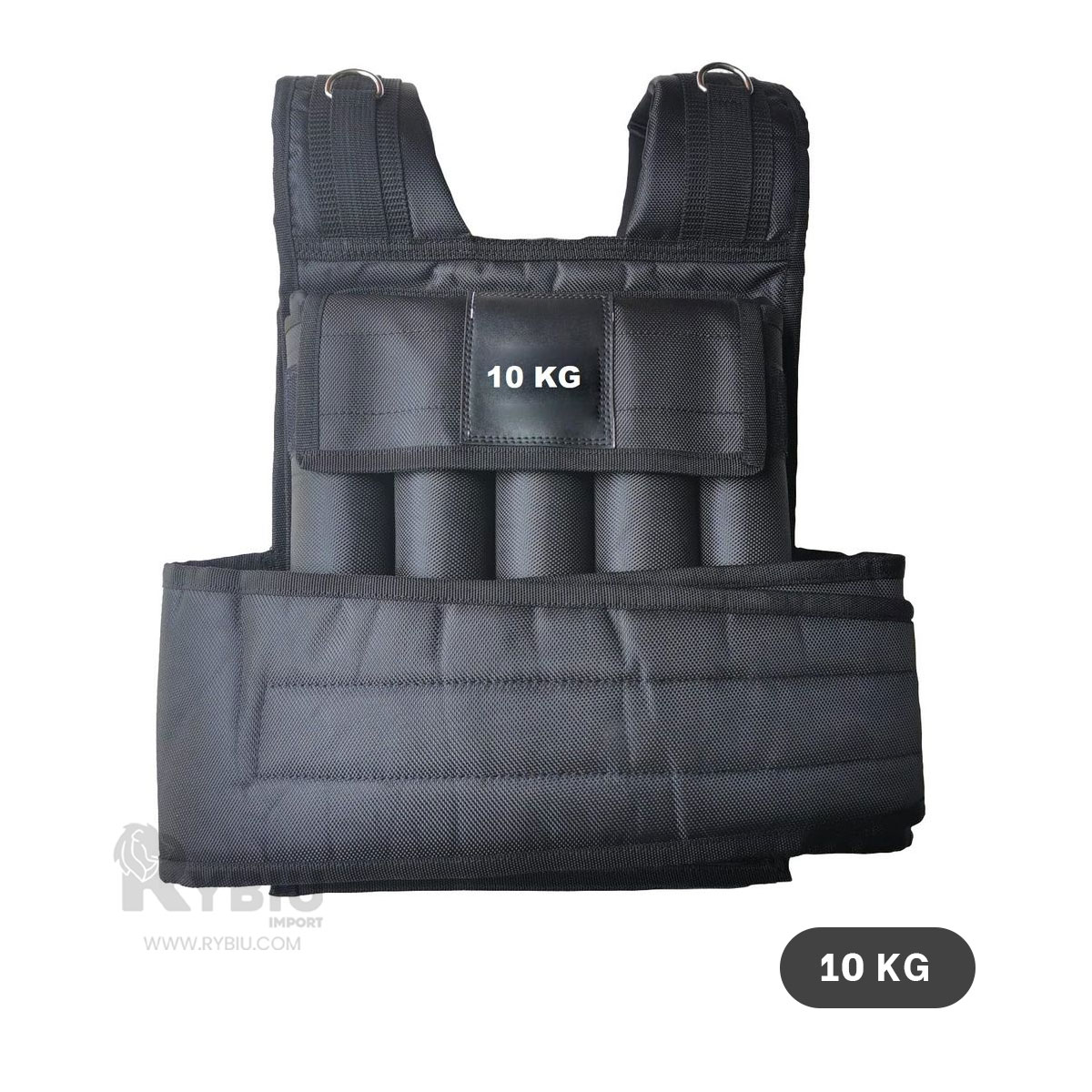 PECHERA RYBIU 10KG NEGRO CROSSFIT CON VELCRO + REGALO STICKERS - 5