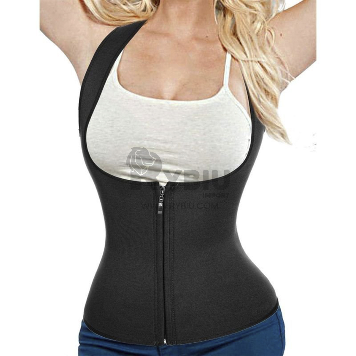 FAJA MUJER RYBIU NEGRO DE30525 CROSSFIT S + BANDERITAS ADHESIVAS - 2