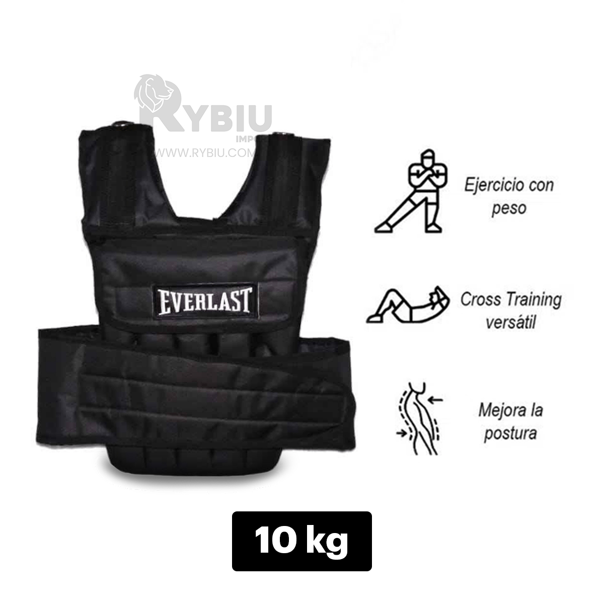 PECHERA RYBIU 10KG NEGRO CROSSFIT FUNCIONAL + GIFT STICKERS - 3