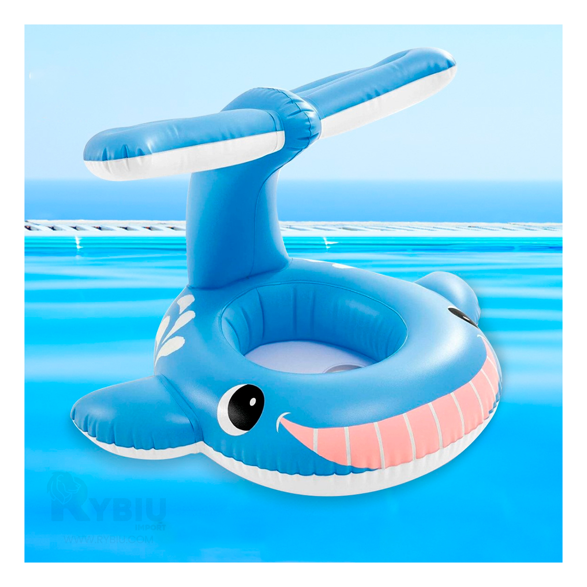 SALVAVIDAS DURADERO EN PVC COLOR CELESTE Y+GIFT STICKERS - 2