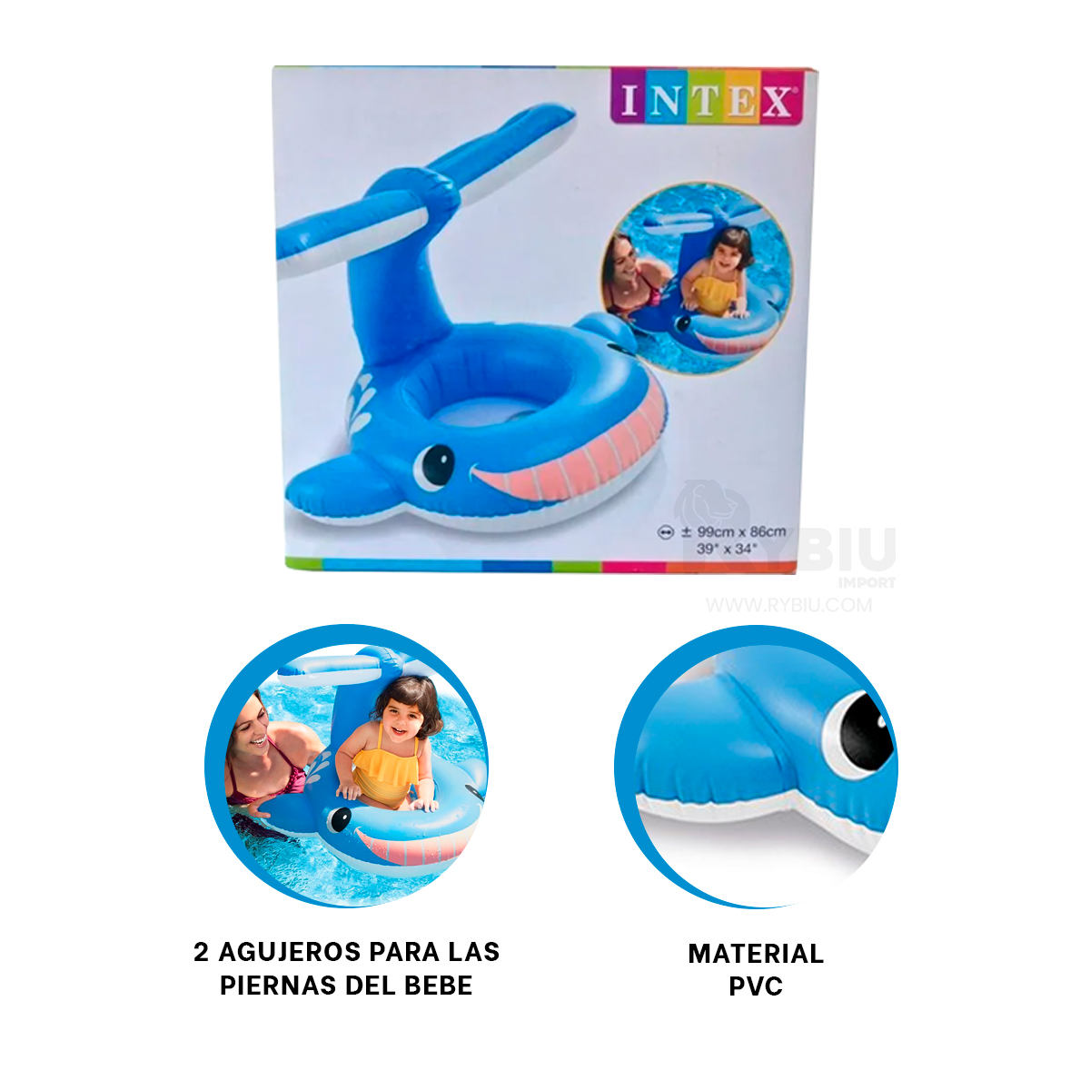 SALVAVIDAS BALLENA BEBE EN CELESTE 56591NP Y+GIFT MINIAGENDA - 3