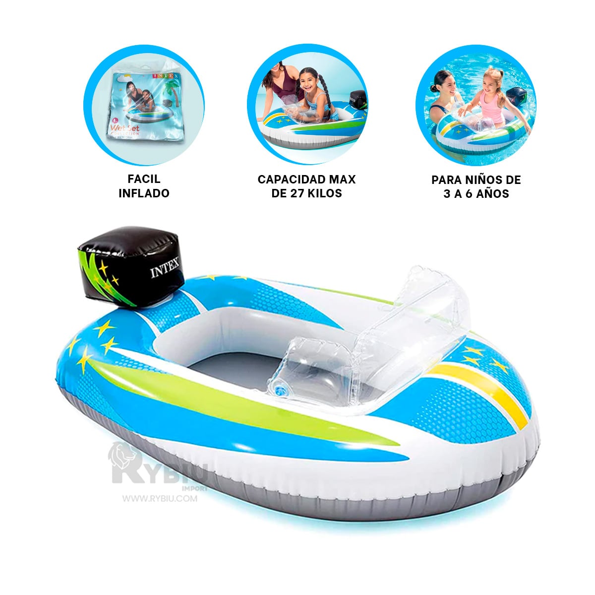 INFLABLE DE AUTO EN CELESTE 59380NP Y+REGALO AGENDITA - 1