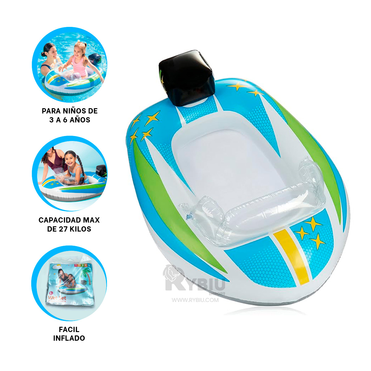 INFLABLE DISEÑO CARRITO EN CELESTE 59380NP Y+REGALO STICKERS - 3