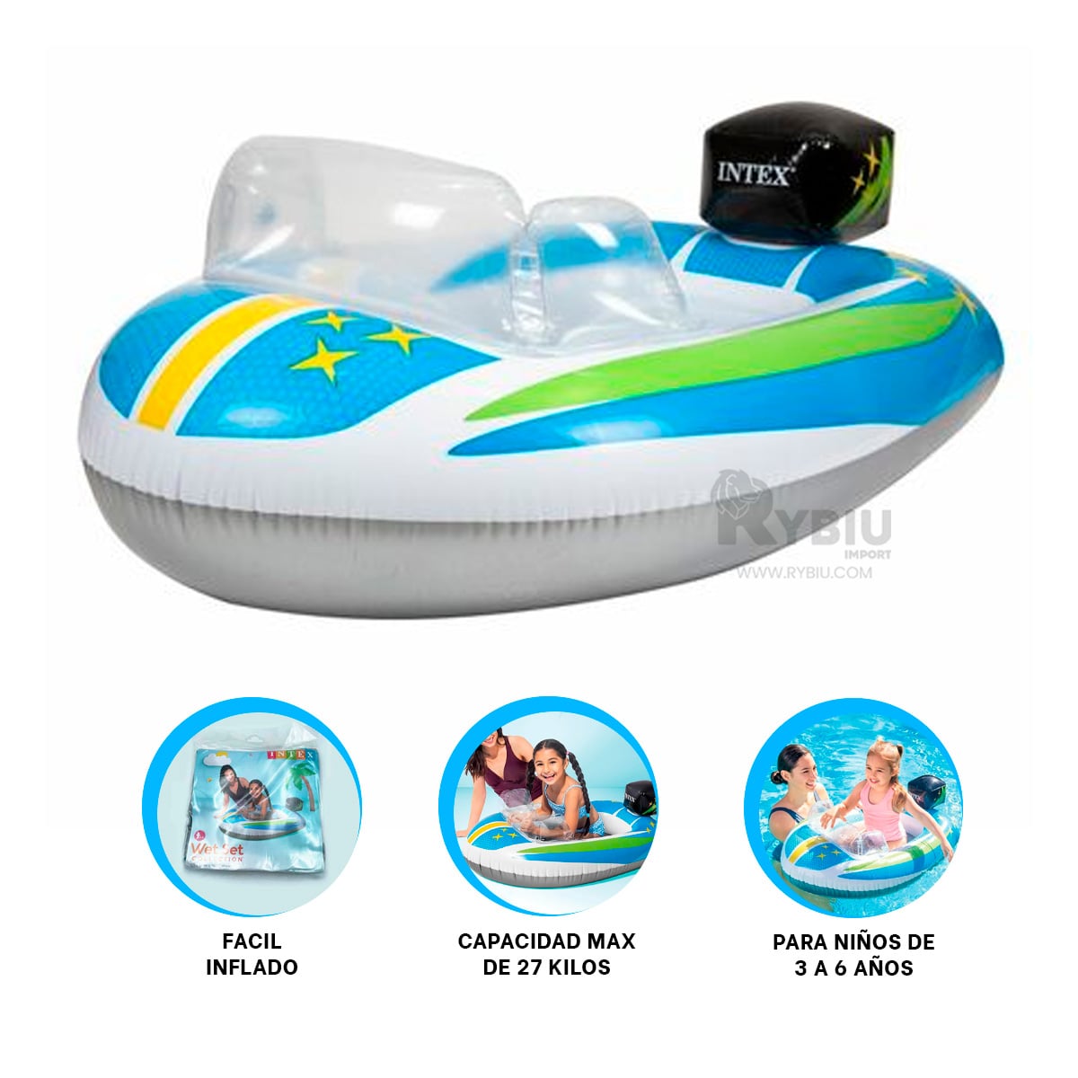 AUTO DE PLAYA EN CELESTE 59380NP Y+REGALO LIGAS PARA PEINAR - 3