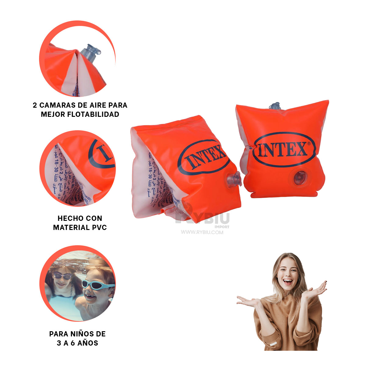 INFLABLE PARA NADO 23X15CM ANARANJADO Y+BANDERITAS ADHESIVAS - 3
