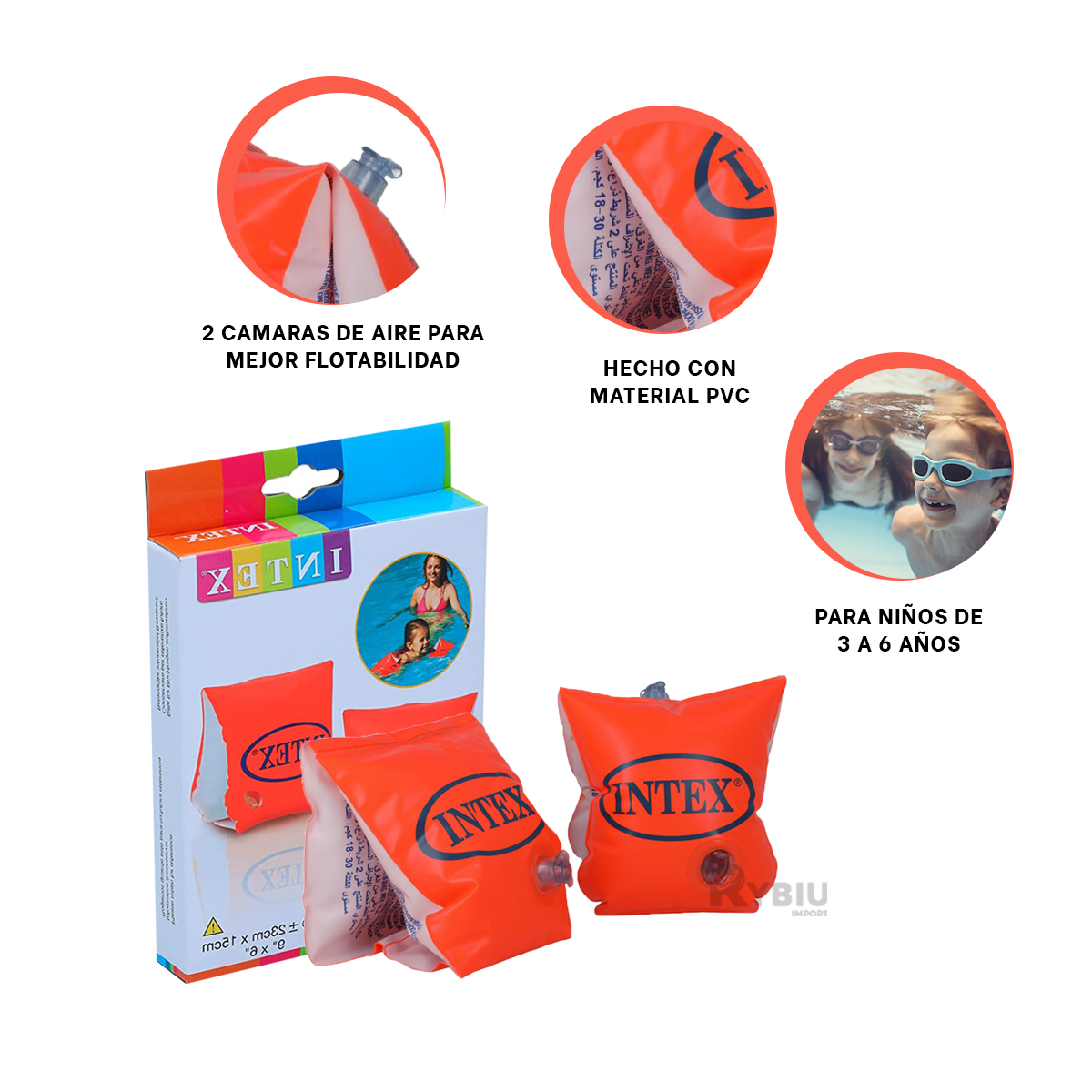 SALVAVIDAS DURABLE DE PISCINA ANARANJADO Y+REGALO AGENDITA - 3