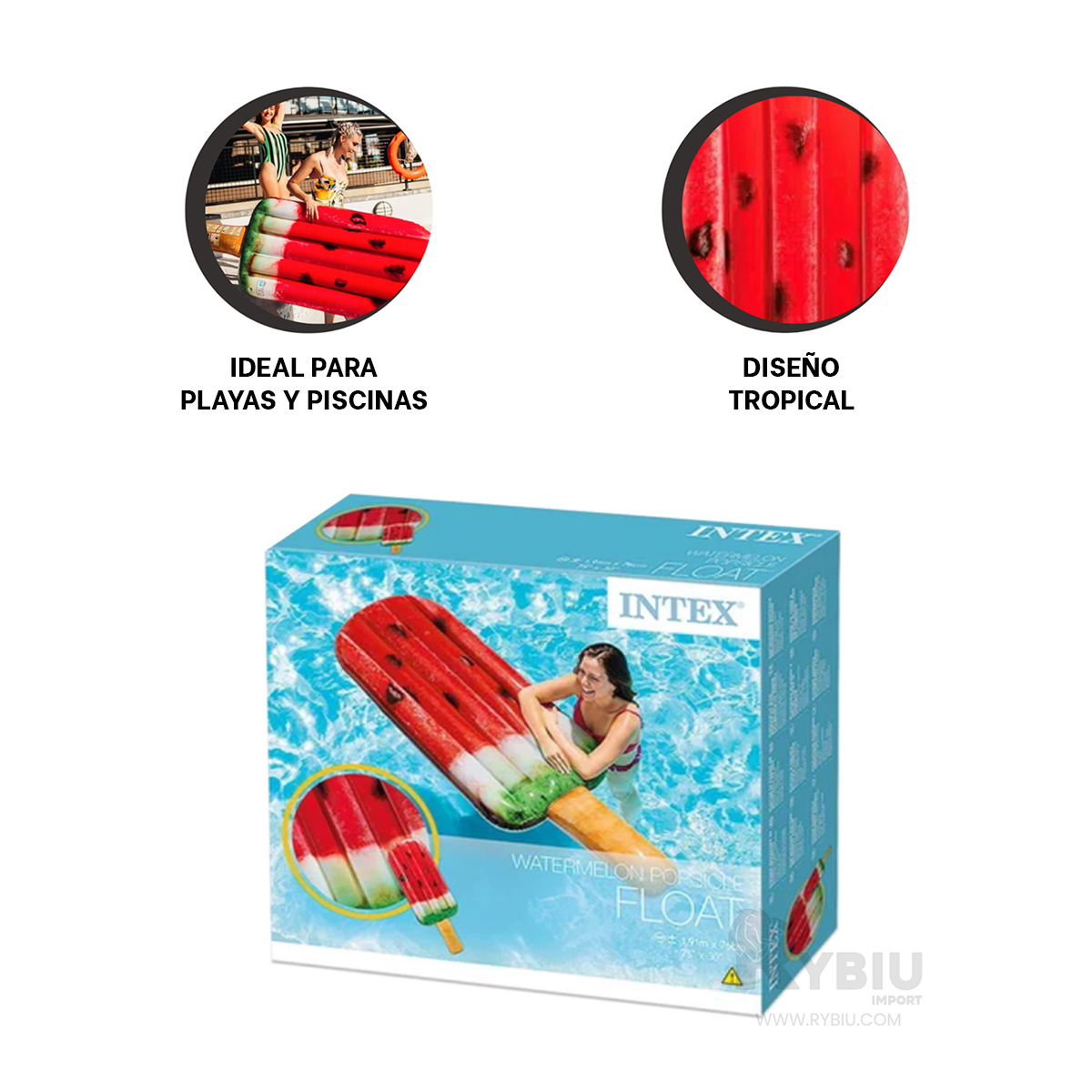 INFLABLE PRACTICO CHUPETE SANDIA Y+REGALO LIGAS PARA PEINAR - 3