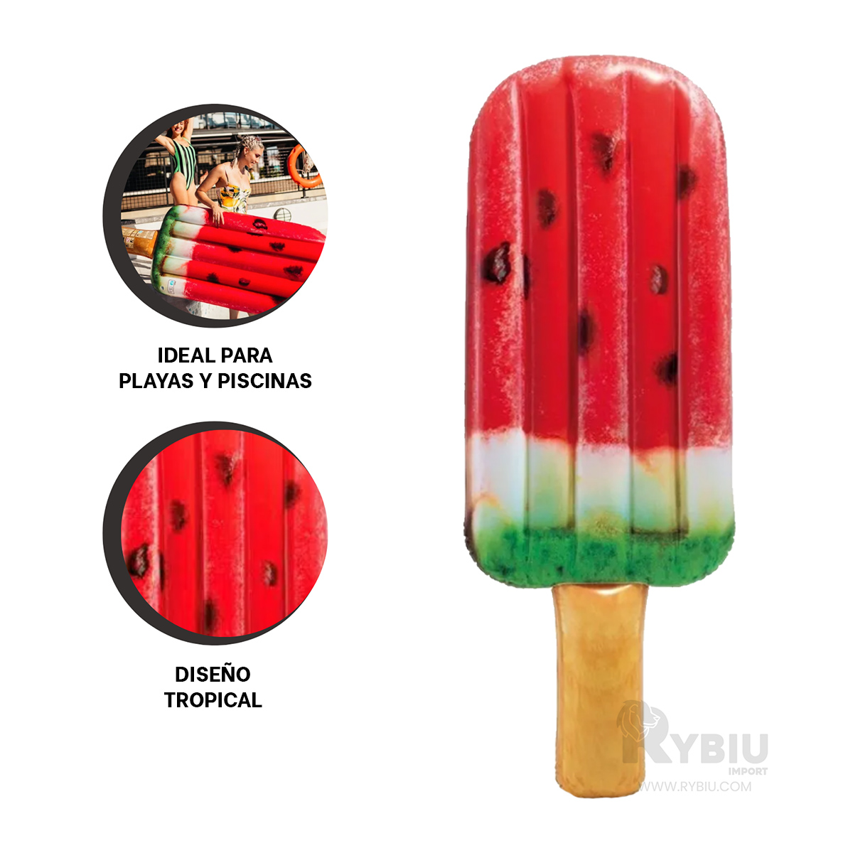 FLOTADOR DE SANDIA DISEÑO PALETA 191X76CM Y+PAPEL DE REGALO - 3