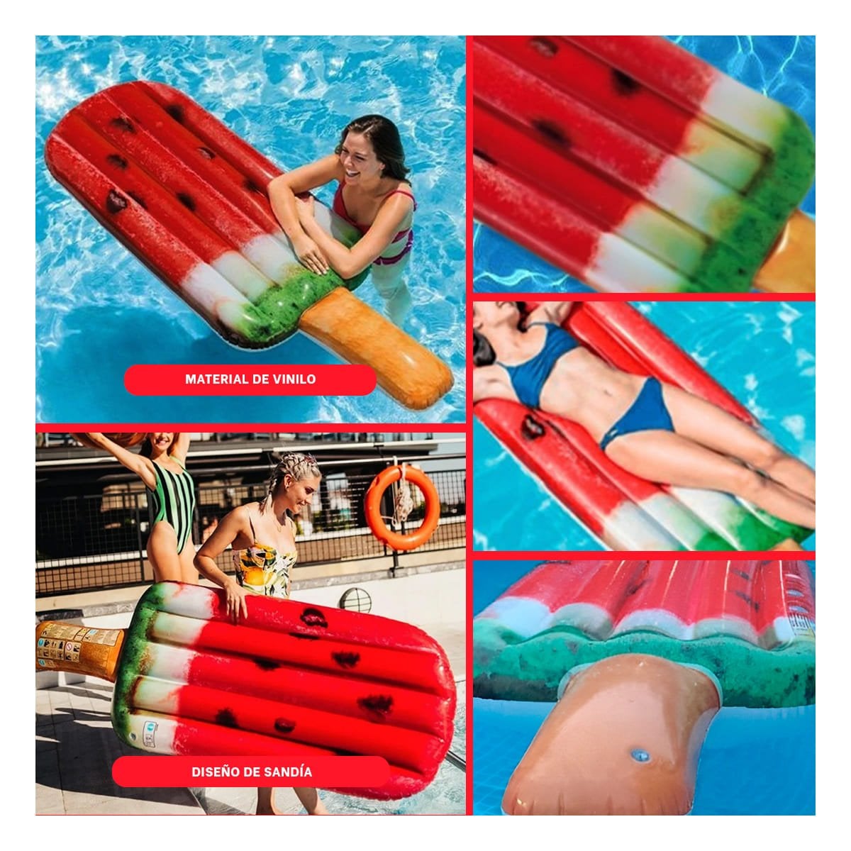 FLOTADOR SANDIA ACUATICO PARA NIÑOS Y DIVERSION EN PISCINA 191 X 76 CM Y+POST IT - 1