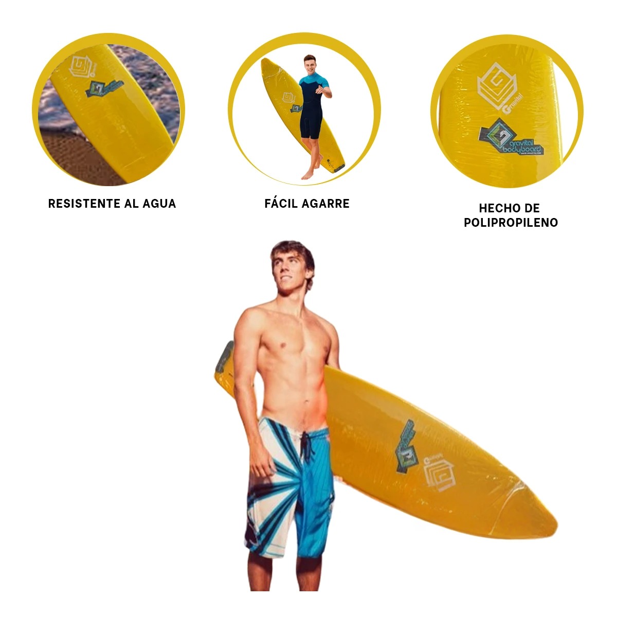 TABLERO RYBIU ST-7 AMARILLO SURFEAR UTIL 7' + BANDERITAS ADHESIVAS - 3