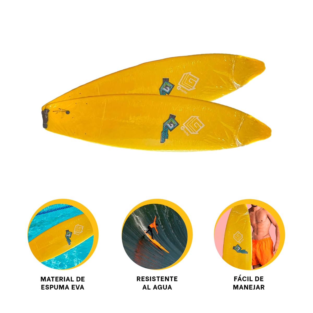 TABLERO RYBIU ST-6 AMARILLO SURFEAR UTIL 6' + BANDERITAS ADHESIVAS - 3