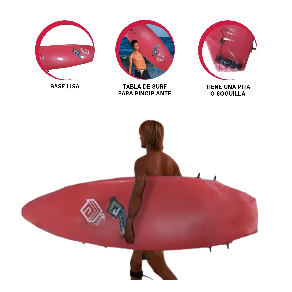 TABLERO SURF PRACTICO EN ROJO 7'' Y+REGALO LIGAS PARA PEINAR - 1