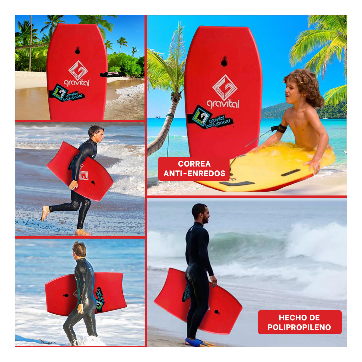 ACCESORIO PISCINA RYBIU GR-33 ROJO BODY SURF DEPORTIVA VERSATIL + GIFT STICKERS - 1