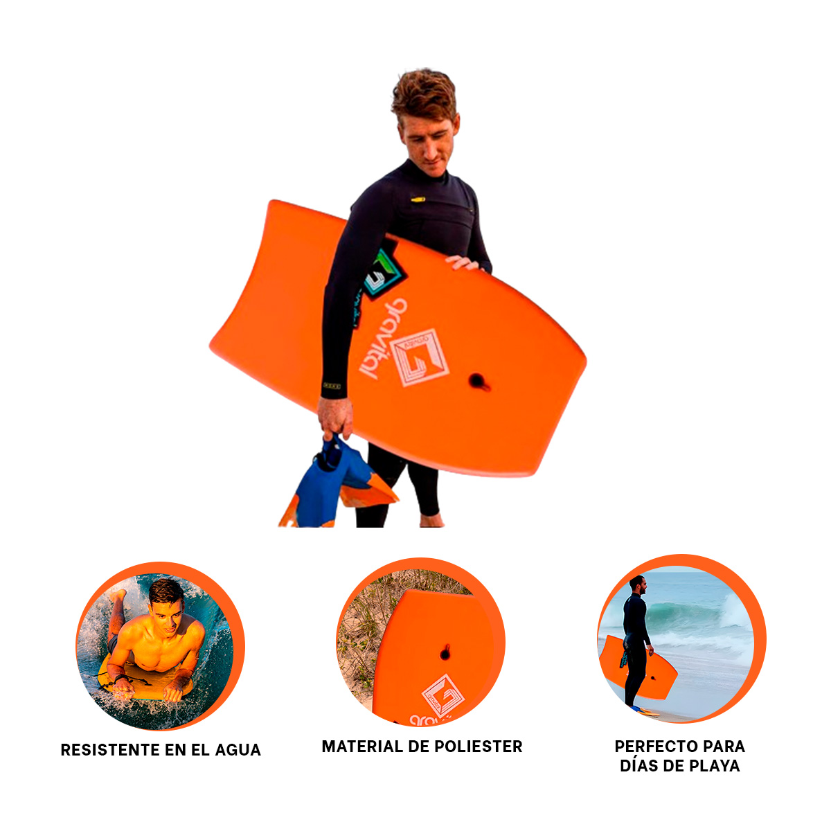 BODY SURF PARA OLAS EN ANARANJADO 37'' Y+GIFT MINIAGENDA - 3