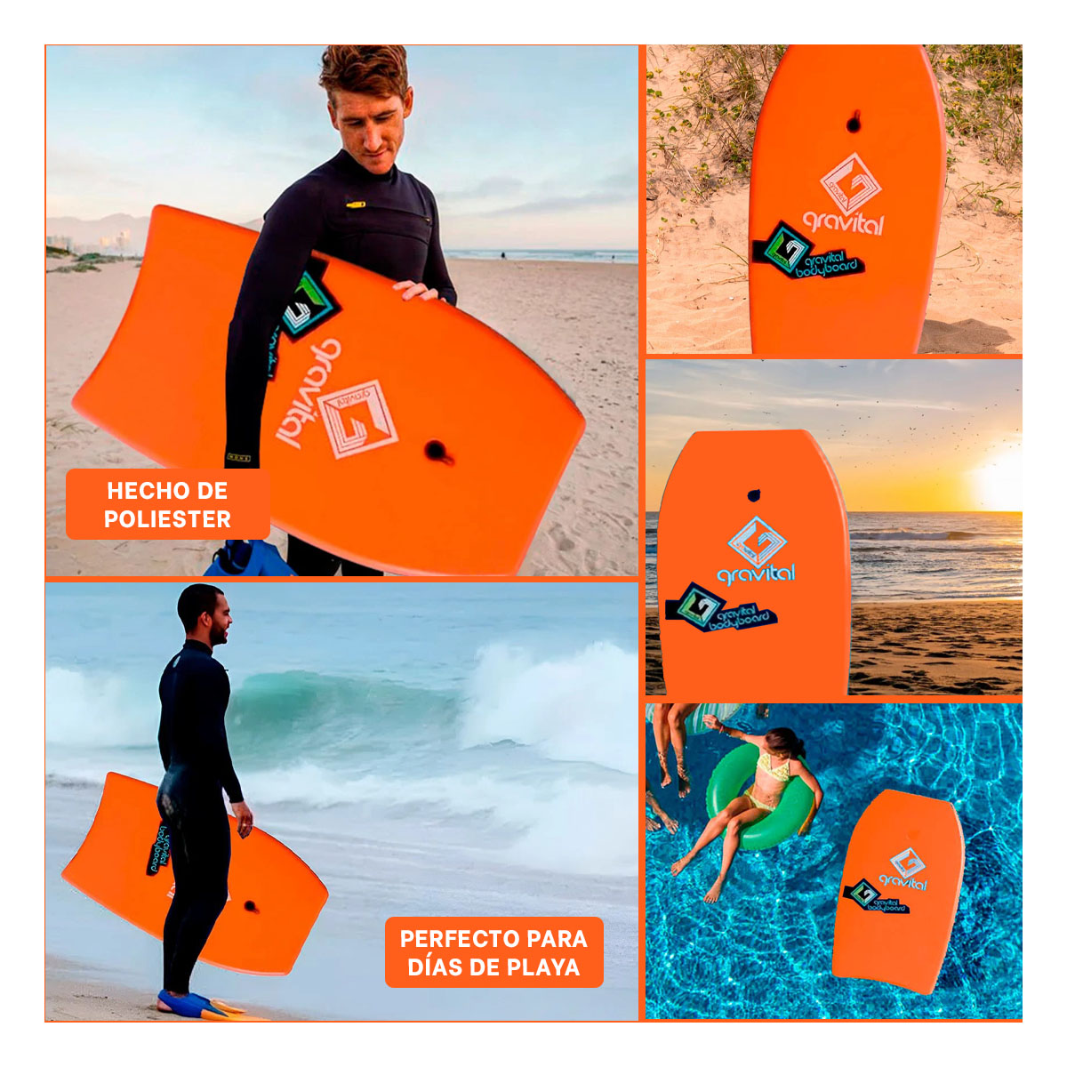 BODY SURF PARA OLAS EN ANARANJADO 37'' Y+GIFT MINIAGENDA - 4
